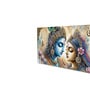 Canvas Framed Divine Love of Krishna and Radha Wall Painting(24X48 Inch)