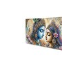 Canvas Framed Divine Love of Krishna and Radha Wall Painting(12X24 Inch)