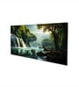Canvas Framed Enchanted Forest Waterfall Pink Serenity Wall Painting(24X48 Inch)