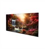 Canvas Framed Enchanted Forest Waterfall Pink Serenity Wall Painting(18X36 Inch)
