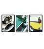 Canvas Framed Green & Yellow Set Of 3 Art Print