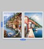 State Drawing Multicolour Canvas Framed Art Print Set of 2