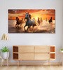 Canvas Framed Majestic Horses Galloping at Sunset Wall Painting(18X36 Inch)