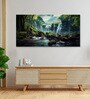 Canvas Framed Serene Forest wild Waterfall Wall Painting(18X36 Inch)