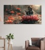 Canvas Framed Serene Ganesha on Lotus Blossom Wall Painting