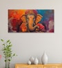 Canvas Framed Vibrant Ganesha Artistry in Color Wall Painting(24X48 Inch)