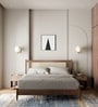 Canvas George Sheesham Wood King Size Bed With Rattan Headboard in Oak Finish