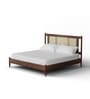 Canvas George Sheesham Wood King Size Bed With Rattan Headboard in Oak Finish