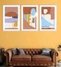 Brilliant Brown Cotton Canvas Framed Art Print Set of 3