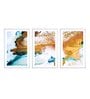 Paneled Gold Cotton Canvas Framed Abstract Art Panel Set of 3