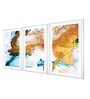 Paneled Gold Cotton Canvas Framed Abstract Art Panel Set of 3