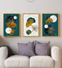 Canvas Prints Abstract Leaf Paintings Green and White Picture Large Gold Ginkgo Biloba