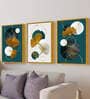 Canvas Prints Abstract Leaf Paintings Green and White Picture Large Gold Ginkgo Biloba