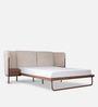 Capella King Size Bed with Nigth Stand in Beige & Natural Colour
