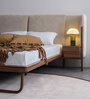 Capella King Size Bed with Nigth Stand in Beige & Natural Colour