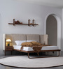 Capella King Size Bed with Nigth Stand in Beige & Natural Colour