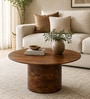 Capri Mango Wood Round Coffee Table in Tubbaq Finish Capri Mango Wood Round Coffee Table in Tubbaq Finish