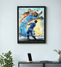 Captain Cool In Action Cricket Theme Framed Wall Hanging Poster For Home Decor