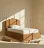 Caramel Arch Boucle Kids Toddler Bed With Box Storage In Brown Colour