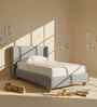 Caramel Arch Velvet Suede Kids Twin Bed With Hydraulic Storage In Ivory Colour