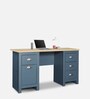 Carden Writing Table in Euro Oak & Aqua Blue Finish