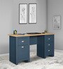Carden Writing Table in Euro Oak & Aqua Blue Finish