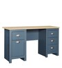 Carden Writing Table in Euro Oak & Aqua Blue Finish
