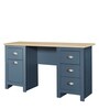 Carden Writing Table in Euro Oak & Aqua Blue Finish
