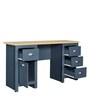 Carden Writing Table in Euro Oak & Aqua Blue Finish