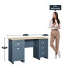Carden Writing Table in Euro Oak & Aqua Blue Finish