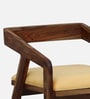 Clingen Sheesham Wood Arm Chair In Rustic Teak & Beige Colour