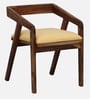 Clingen Sheesham Wood Arm Chair In Rustic Teak & Beige Colour
