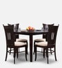 Cardiff Round Solid Wood 4 Seater Dining Set in Expresso Finish