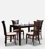 Cardiff Solid Wood 4 Seater Dining Set in Expresso Finish