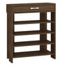 Carina Open Shoe Rack with Drawer in Tawny Cambric Finish
