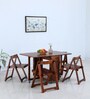 Carion Sheesham Wood 4 Seater Foldable Dining Set In Scratch Resistant Honey Oak Finish Carion Sheesham Wood 4 Seater Foldable Dining Set In Scratch Resistant Honey Oak Finish