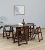 Carion Sheesham Wood 4 Seater Foldable Dining Set In Scratch Resistant Provincial Teak Finish