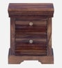 Carleson Sheesham Wood Bedside Table In Provincial Teak Finish With Drawers