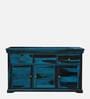 Carleson Sheesham Wood Sideboard In Scratch Resistant Ocean Blue Finish
