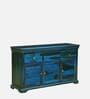 Carleson Sheesham Wood Sideboard In Scratch Resistant Ocean Blue Finish