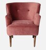 Carlito Velvet Full Back Lounge Chair In Peach Colour