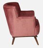 Carlito Velvet Full Back Lounge Chair In Peach Colour
