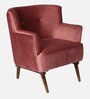 Carlito Velvet Full Back Lounge Chair In Peach Colour