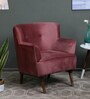 Carlito Velvet Full Back Lounge Chair In Peach Colour