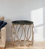 Carlo Black Marble Top End Table In Golden Finish