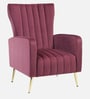 Carlton Velvet Fabric Lounge Chair in Wine Red Color