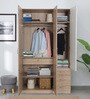 Carmen 3 Door Wardrobe In Frosty White & French Oak Finish With Drawers