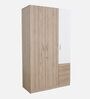 Carmen 3 Door Wardrobe In Frosty White & French Oak Finish With Drawers