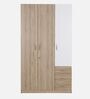 Carmen 3 Door Wardrobe In Frosty White & French Oak Finish With Drawers