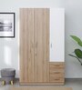 Carmen 3 Door Wardrobe In Frosty White & French Oak Finish With Drawers